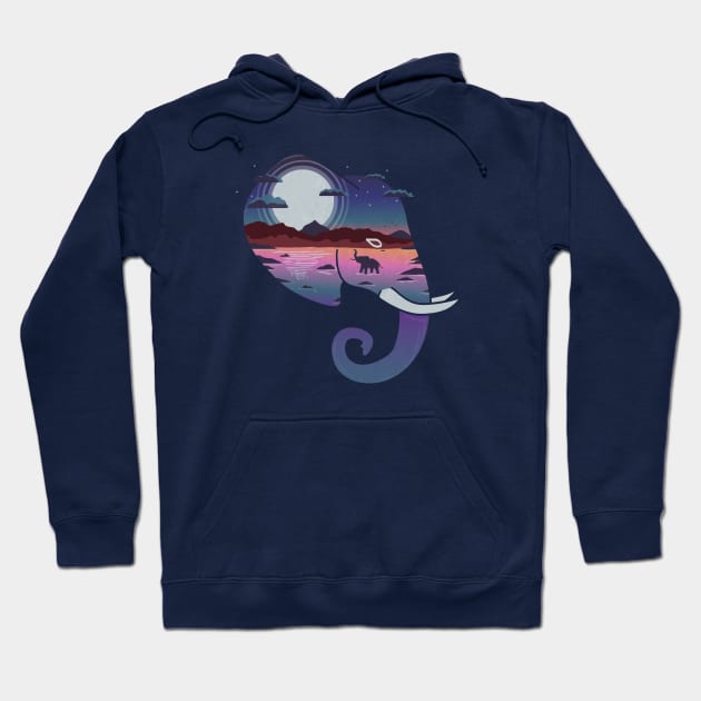 Elephants Horizon Hoodie by PixelSamuel